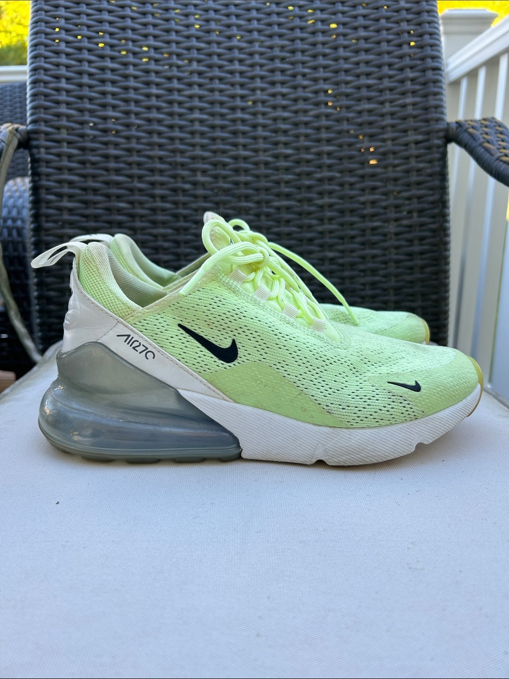Nike Lime Green and Black Air Max 270-Style Athletic Sneakers